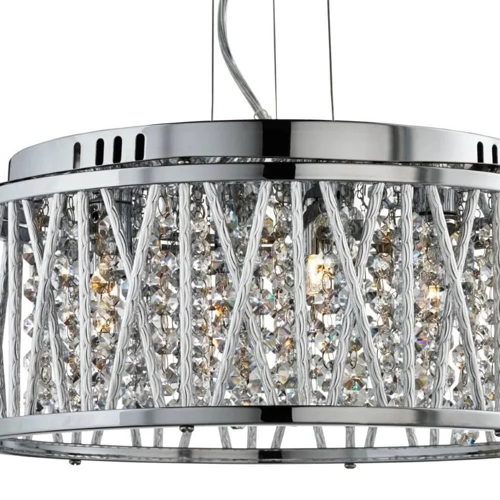 Polished Chrome & Aluminium Tube 4 Lamp Round Pendant Light 350mm - Image 2