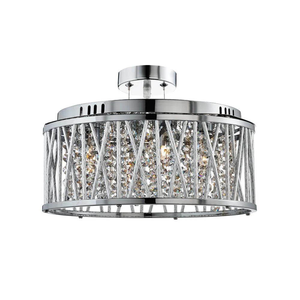 Polished Chrome & Aluminium Tube 5 Lamp Round Pendant Light 400mm