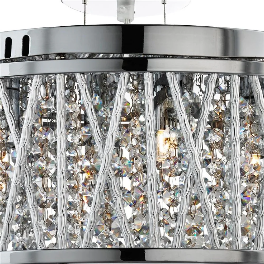 Polished Chrome & Aluminium Tube 5 Lamp Round Pendant Light 400mm - Image 2