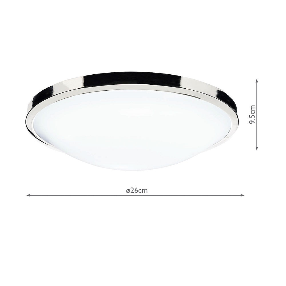 Polished Chrome Bathroom Modern Round Flush Ceiling Light 26cm - Image 4
