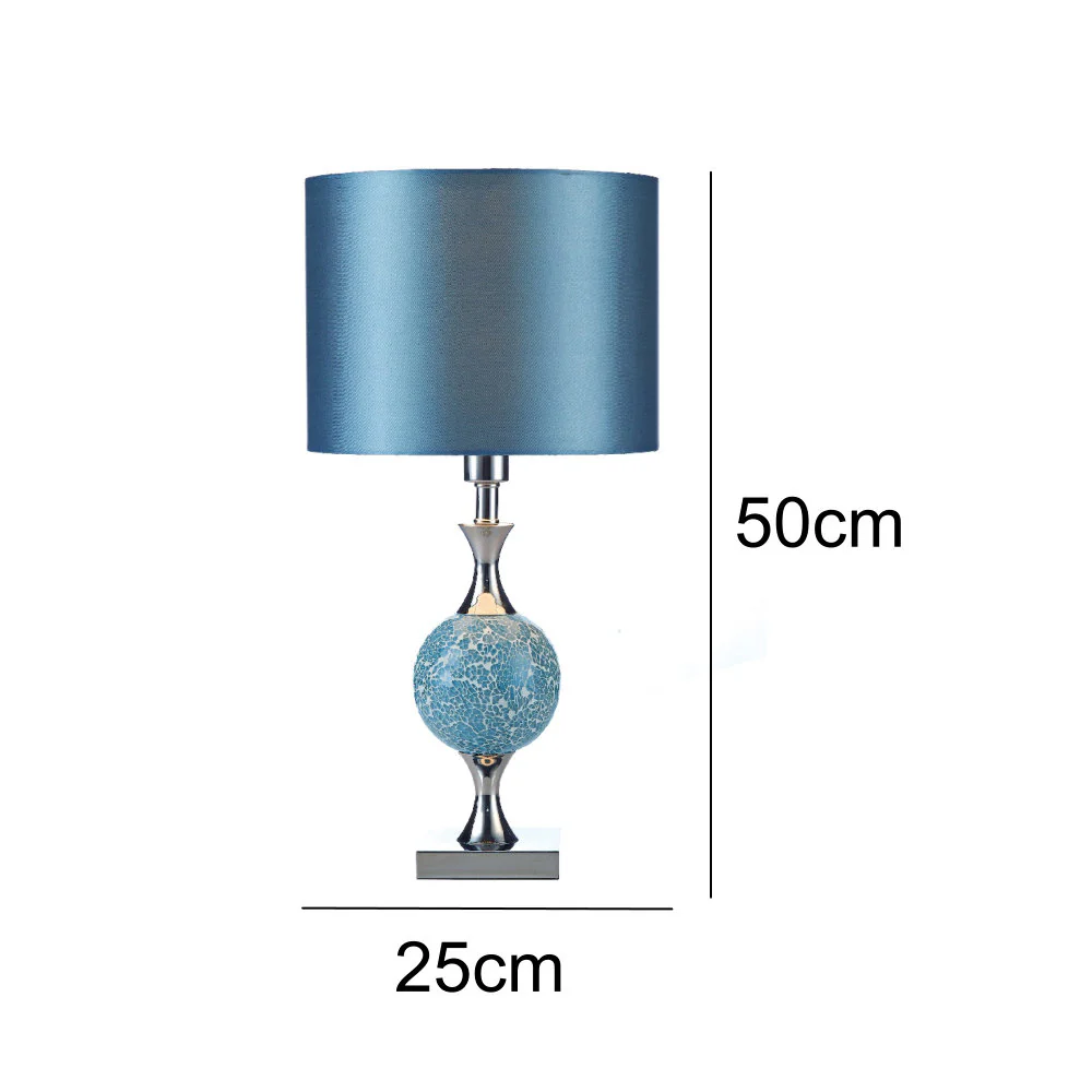 Polished Chrome & Blue Mosaic Glass Table Lamp with Shade 50cm - Image 5