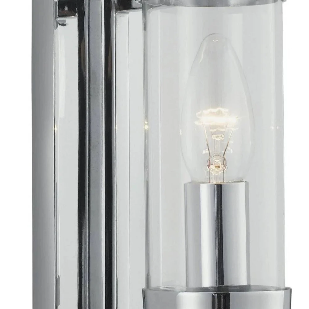 Polished Chrome & Clear Cylinder Glass Modern Wall Light 29cm - Image 2