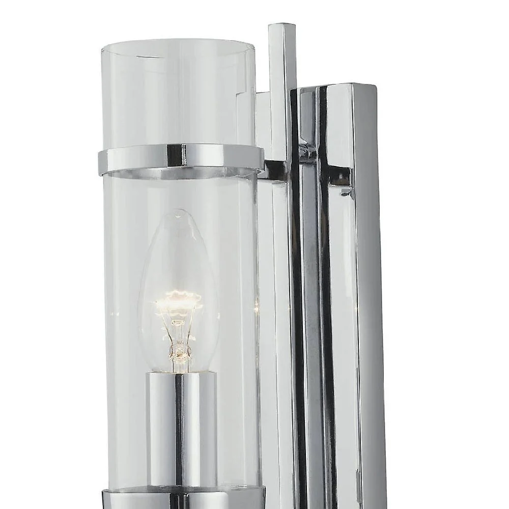 Polished Chrome & Clear Cylinder Glass Modern Wall Light 29cm - Image 3