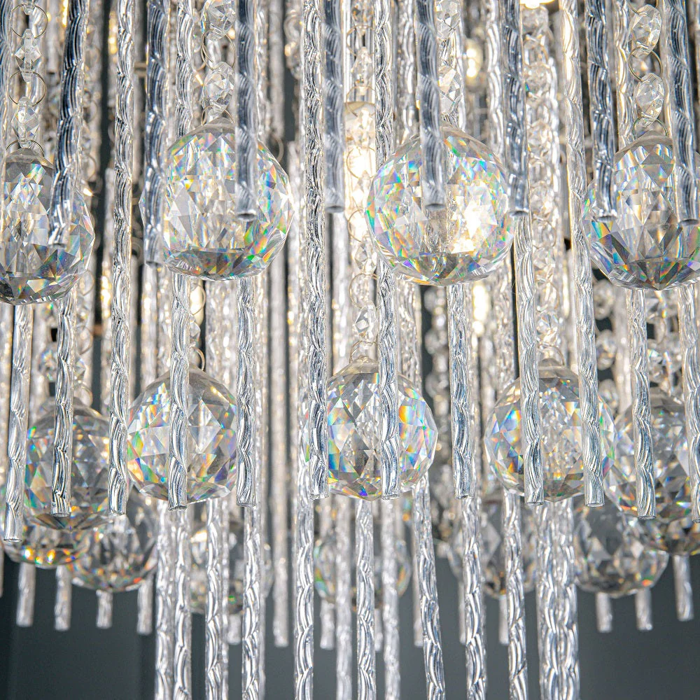 Polished Chrome & Glass Crystals Modern Blue LED 8 Lamp Flush Light 55cm - Image 3