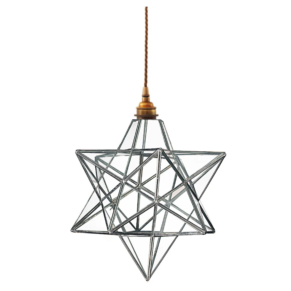 Polished Chrome & Glass Vintage Easy Fit Star Pendant Shade 20cm - Image 3