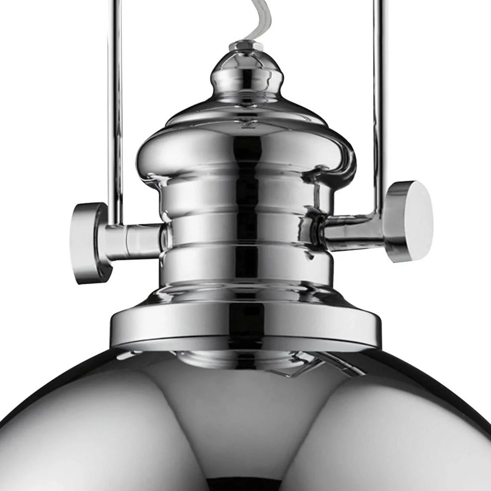 Polished Chrome & Holophane Lens Industrial Metal Dome Pendant Light 31cm - Image 2