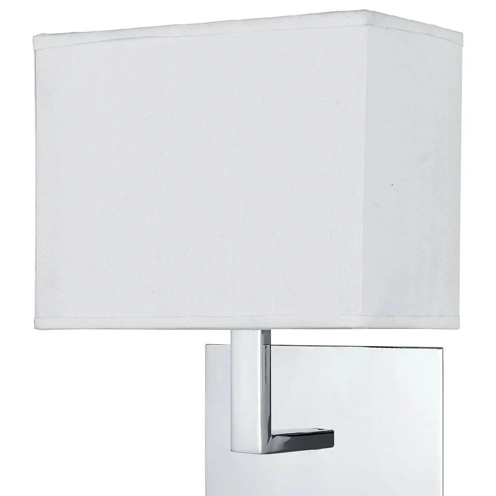 Polished Chrome & LED Reading Flexi Arm Modern Wall Light with White Rectangle Shade 26cm - Image 2