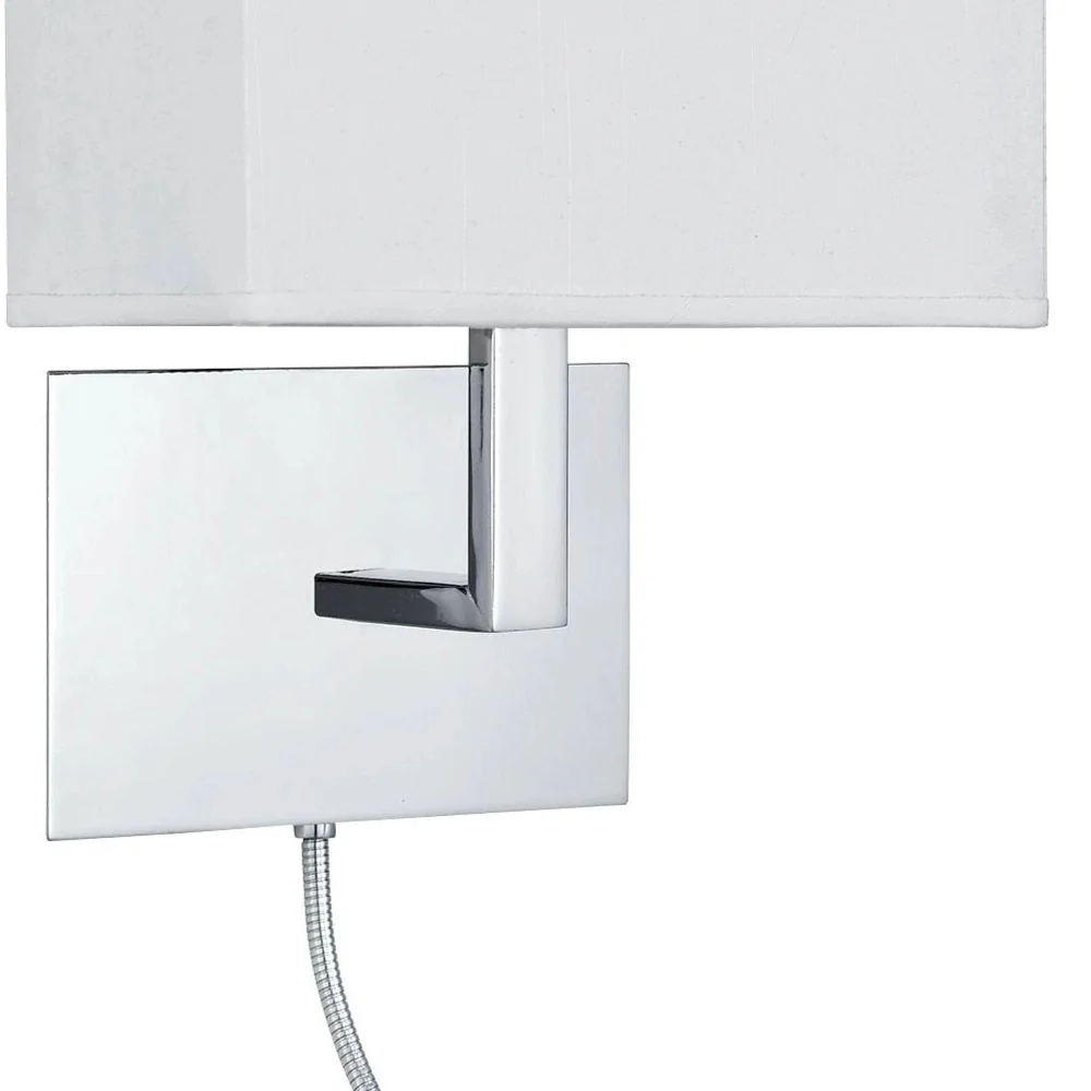 Polished Chrome & LED Reading Flexi Arm Modern Wall Light with White Rectangle Shade 26cm - Image 3