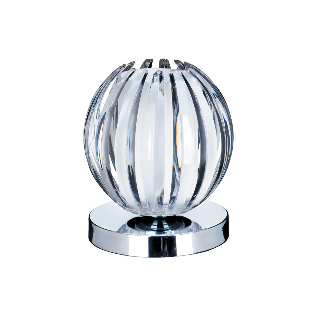 Polished Chrome Modern Touch Table Lamp with Clear & Frosted Shade 14cm - Image 3