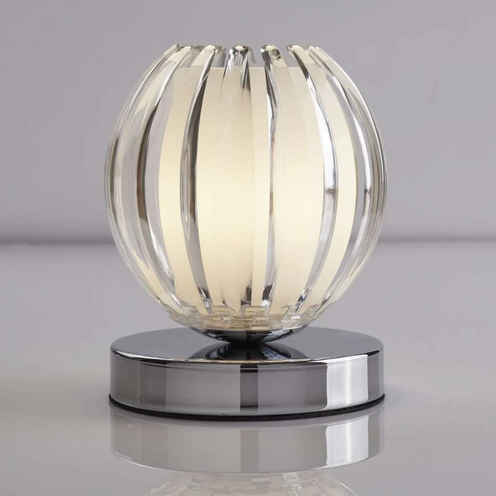 Polished Chrome Modern Touch Table Lamp with Clear & Frosted Shade 14cm - Image 4