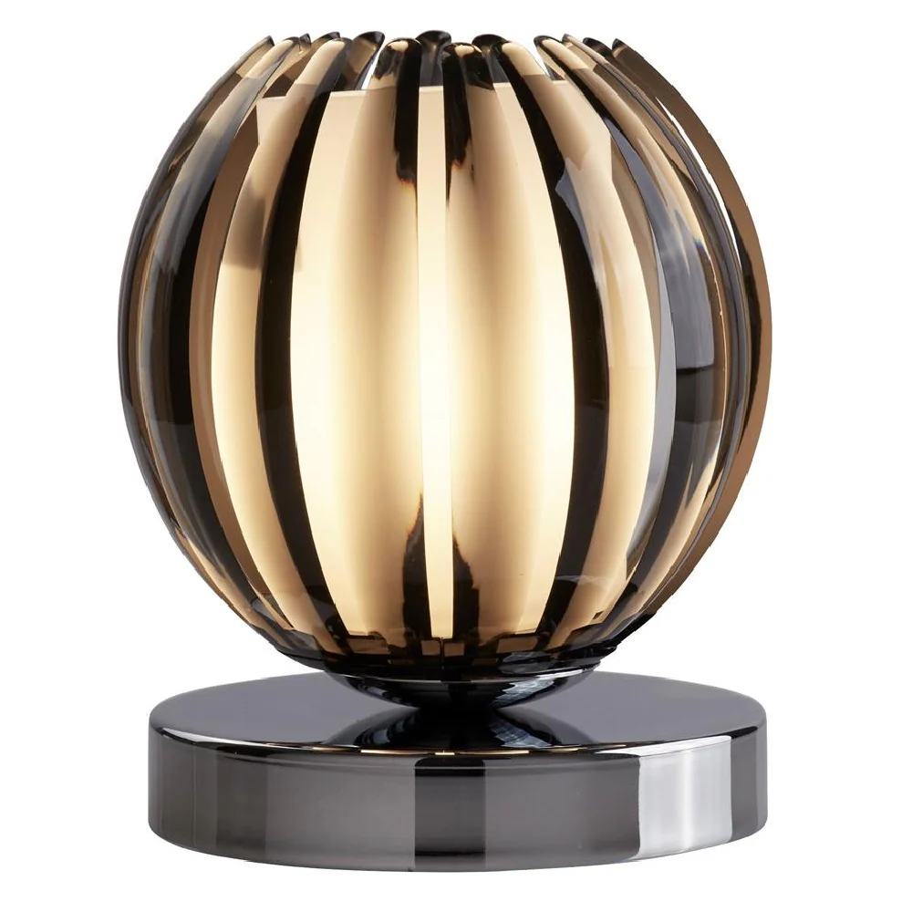 Polished Chrome Modern Touch Table Lamp with Smoked & Frosted Shade 14cm