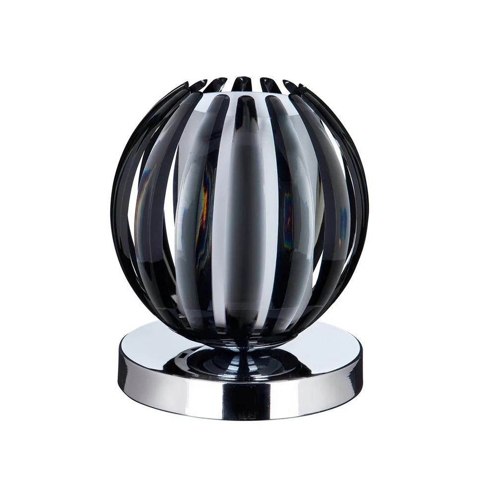 Polished Chrome Modern Touch Table Lamp with Smoked & Frosted Shade 14cm - Image 3