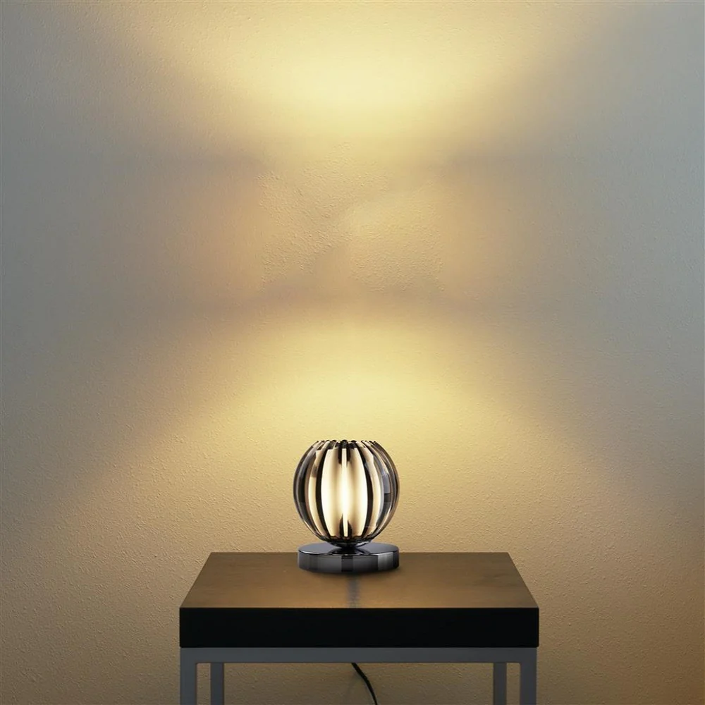Polished Chrome Modern Touch Table Lamp with Smoked & Frosted Shade 14cm - Image 4