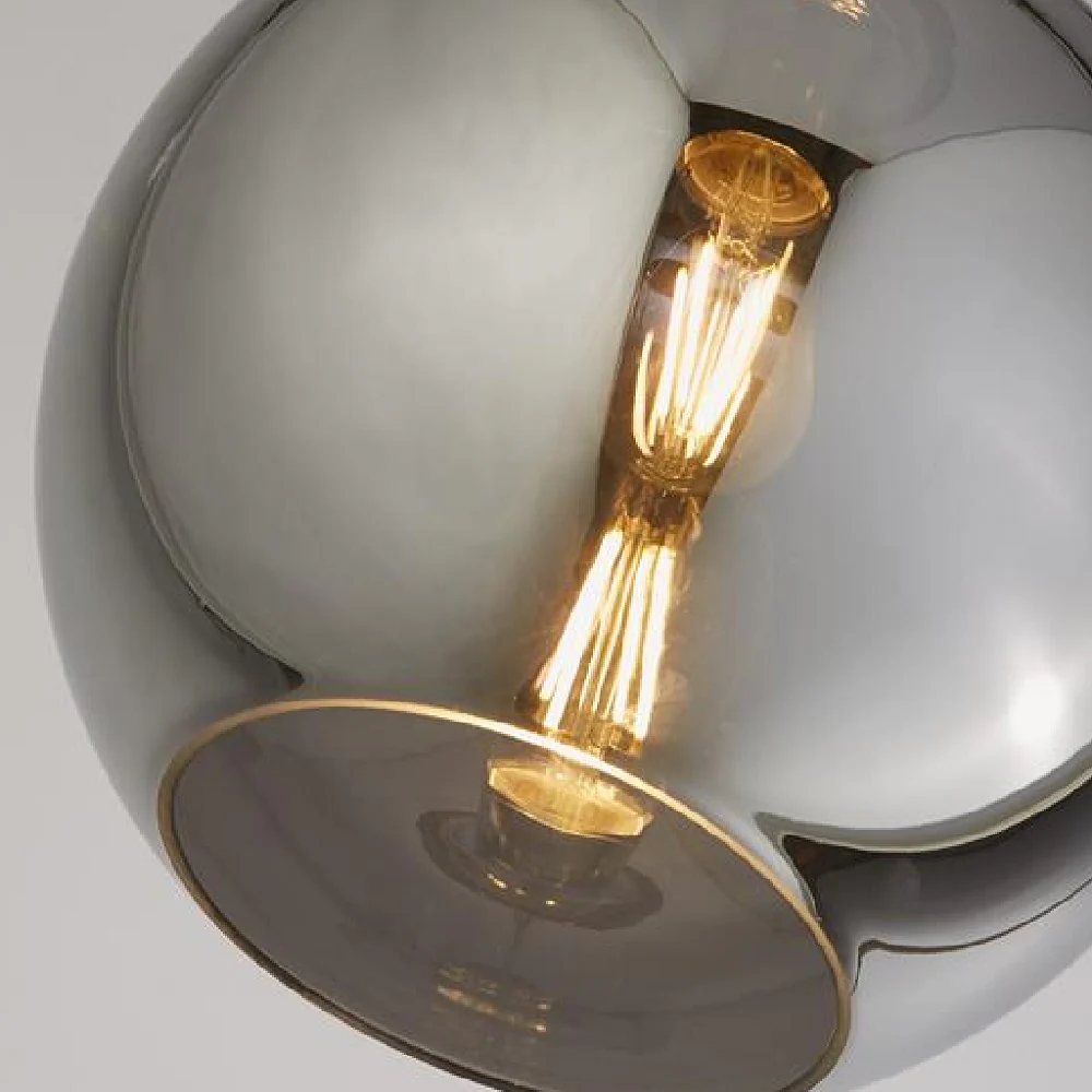 Polished Chrome & Smoked Glass Vintage Dome Pendant Light 30cm - Image 2