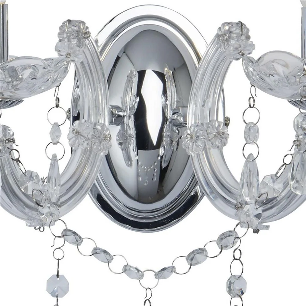 Polished Chrome Vintage 2 Lamp Wall Light with Crystal Acrylic Beads 320mm - Image 3