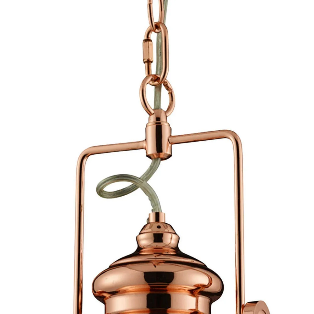 Polished Copper & Holophane Lens Industrial Metal Dome Pendant Light 31cm - Image 3