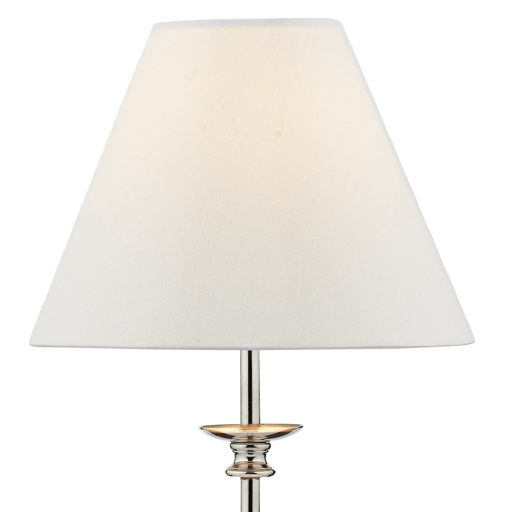 Polished Nickel Vintage Candlestick Table Lamp with Ivory Shade 55cm - Image 2