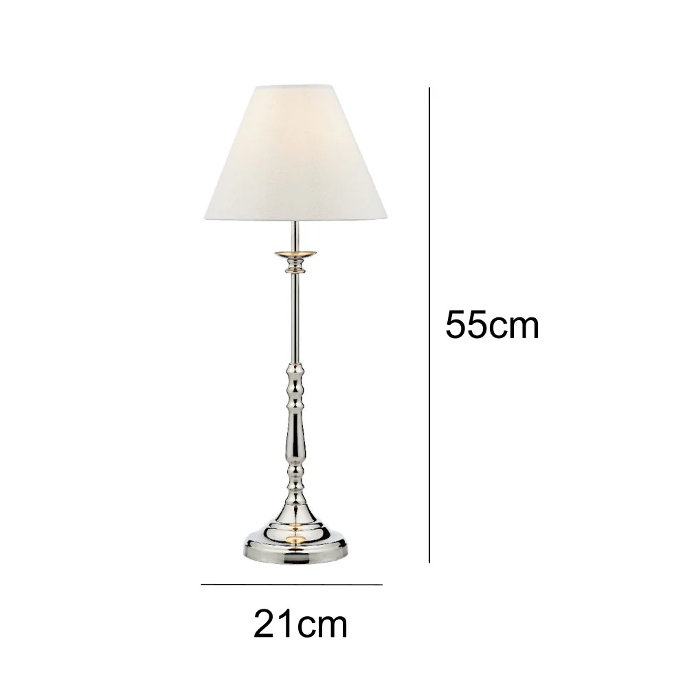 Polished Nickel Vintage Candlestick Table Lamp with Ivory Shade 55cm - Image 4