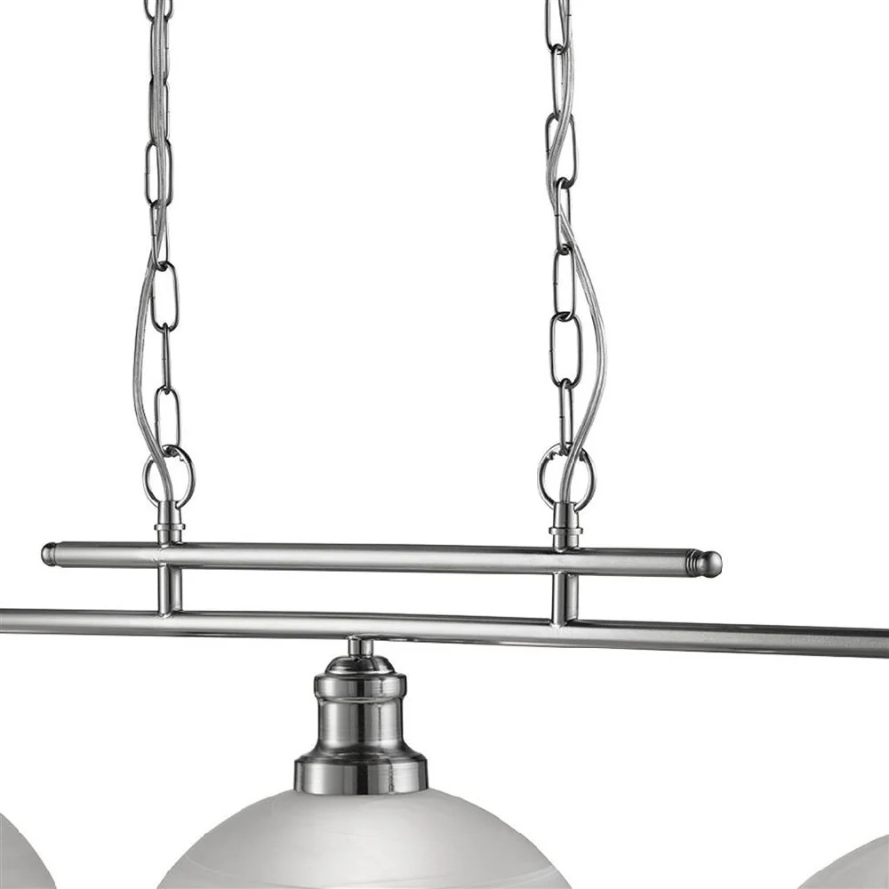 Satin Chrome 3 Lamp Bar Pendant Light with Acid Glass Shades 100mm - Image 2