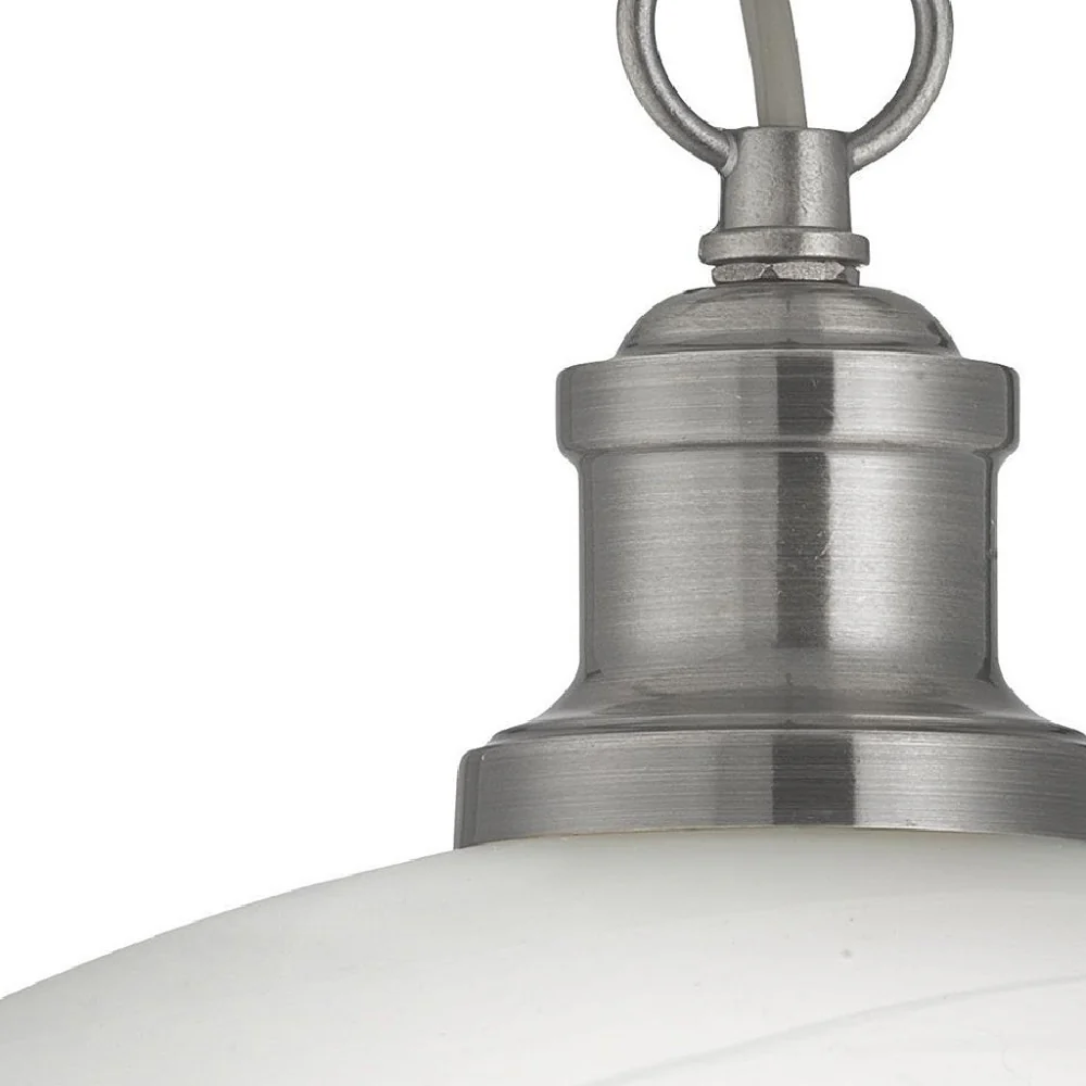 Satin Chrome & Acid Glass Vintage Dome Pendant Ceiling Light 34cm - Image 2
