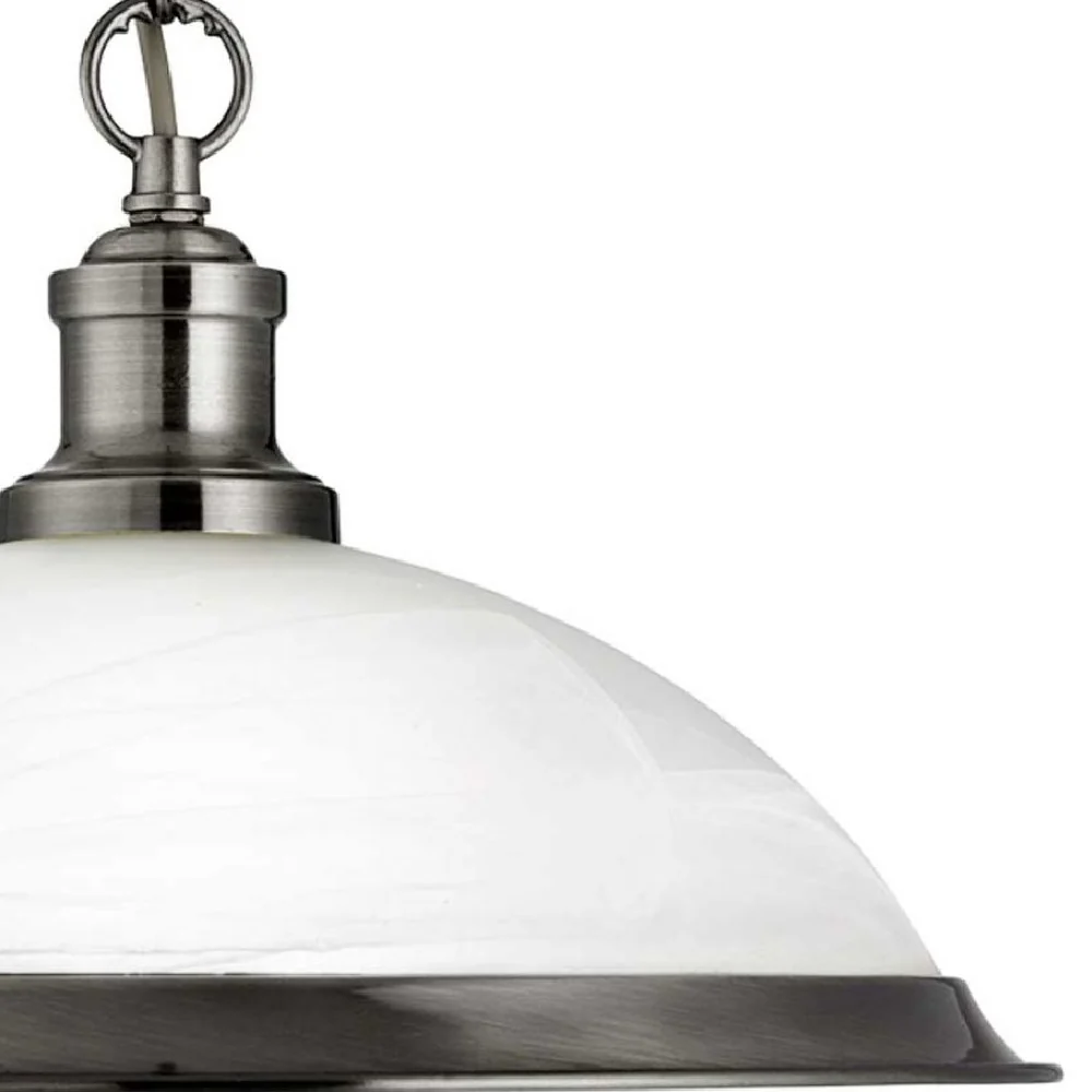 Satin Chrome & Acid Glass Vintage Dome Pendant Ceiling Light 34cm - Image 3