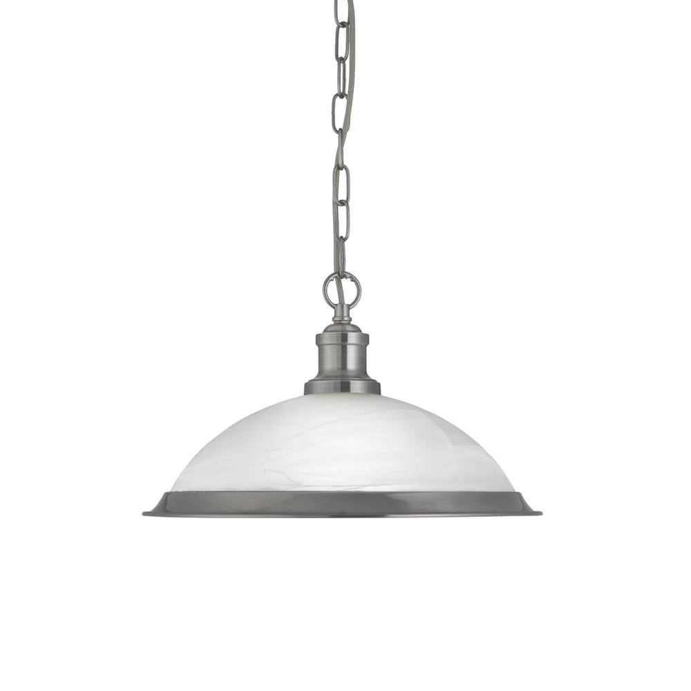 Satin Chrome & Acid Glass Vintage Dome Pendant Ceiling Light 34cm - Image 4