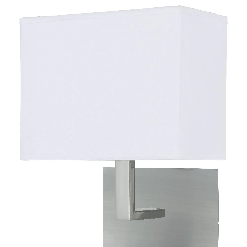 Satin Chrome & LED Reading Flexi Arm Modern Wall Light with White Rectangle Shade 26cm - Image 2