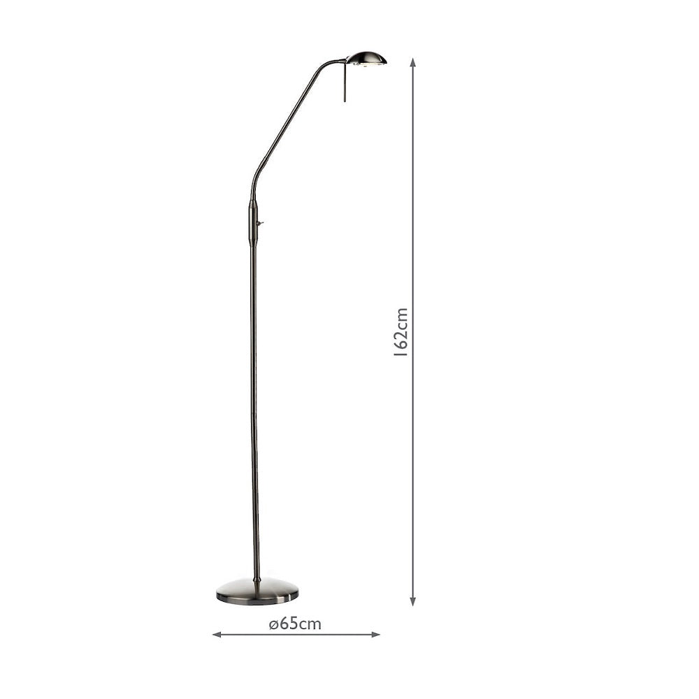 Satin Chrome Modern Adjustable Stem Dome Head Floor Task & Reading Light 162cm - Image 5