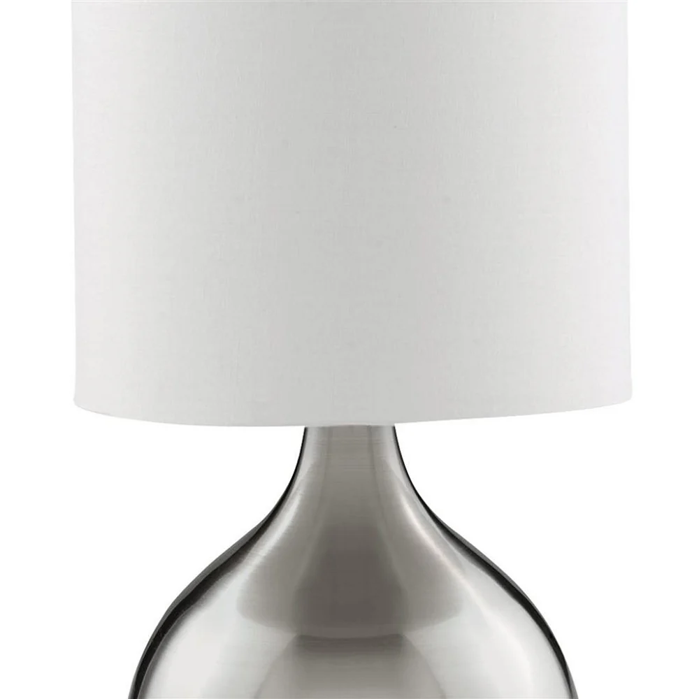 Satin Chrome Modern Globe Touch Table Lamp with White Shade 29cm - Image 2