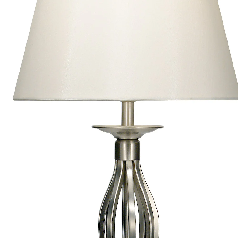 Satin Chrome Open Metalwork Table Lamp with Cream Shade 53cm - Image 2