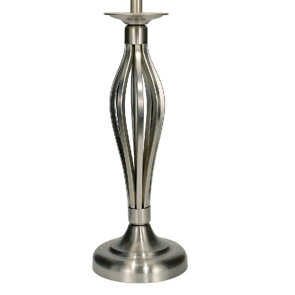 Satin Chrome Open Metalwork Table Lamp with Cream Shade 53cm - Image 3