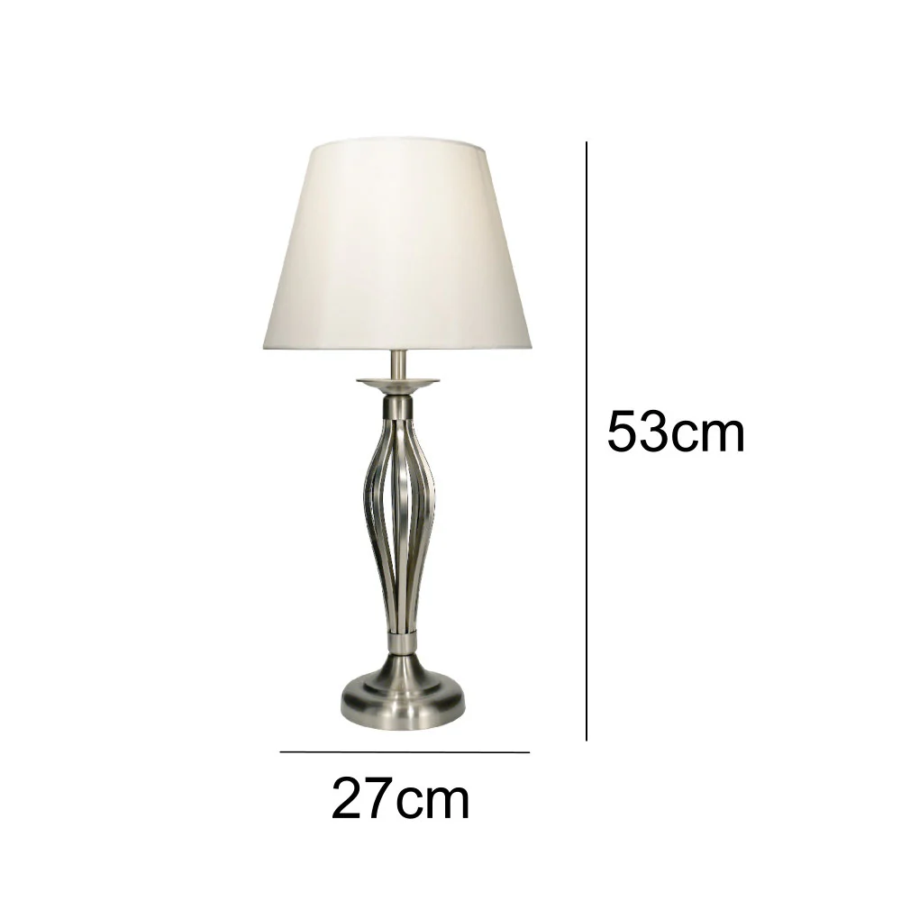 Satin Chrome Open Metalwork Table Lamp with Cream Shade 53cm - Image 5
