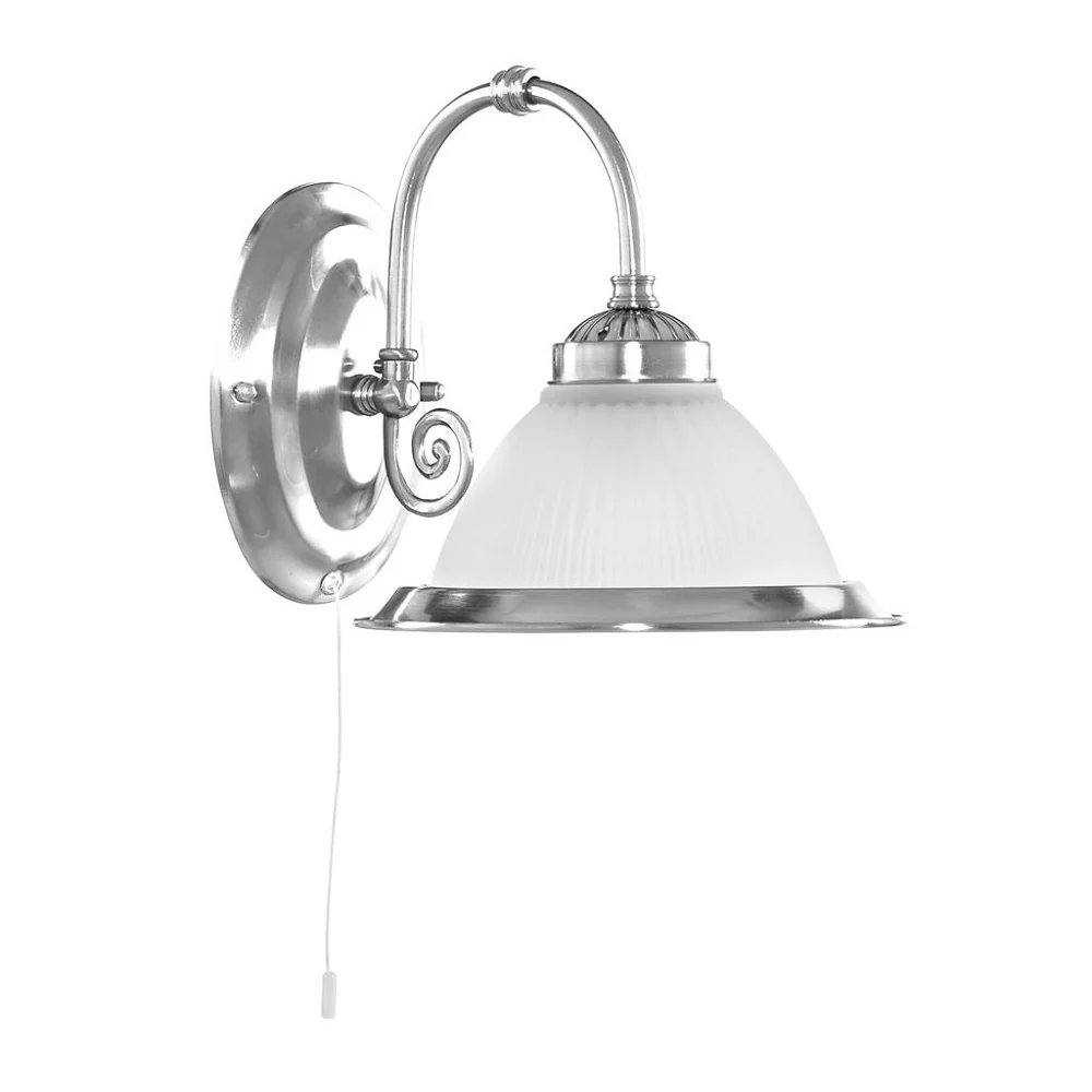 Satin Chrome Single Lamp Switched Wall Light with Acid Ribbed Glass 210mm - Image 2