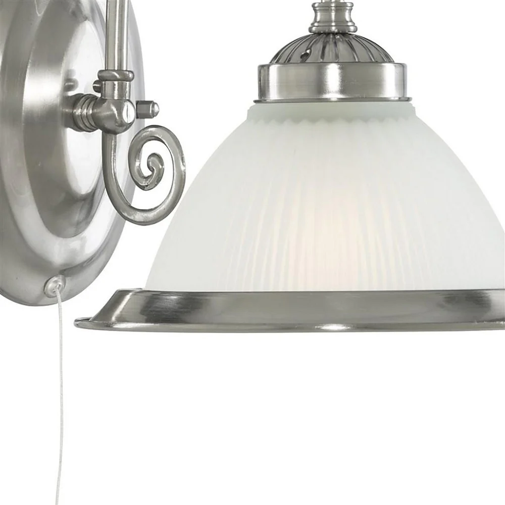 Satin Chrome Single Lamp Switched Wall Light with Acid Ribbed Glass 210mm - Image 4