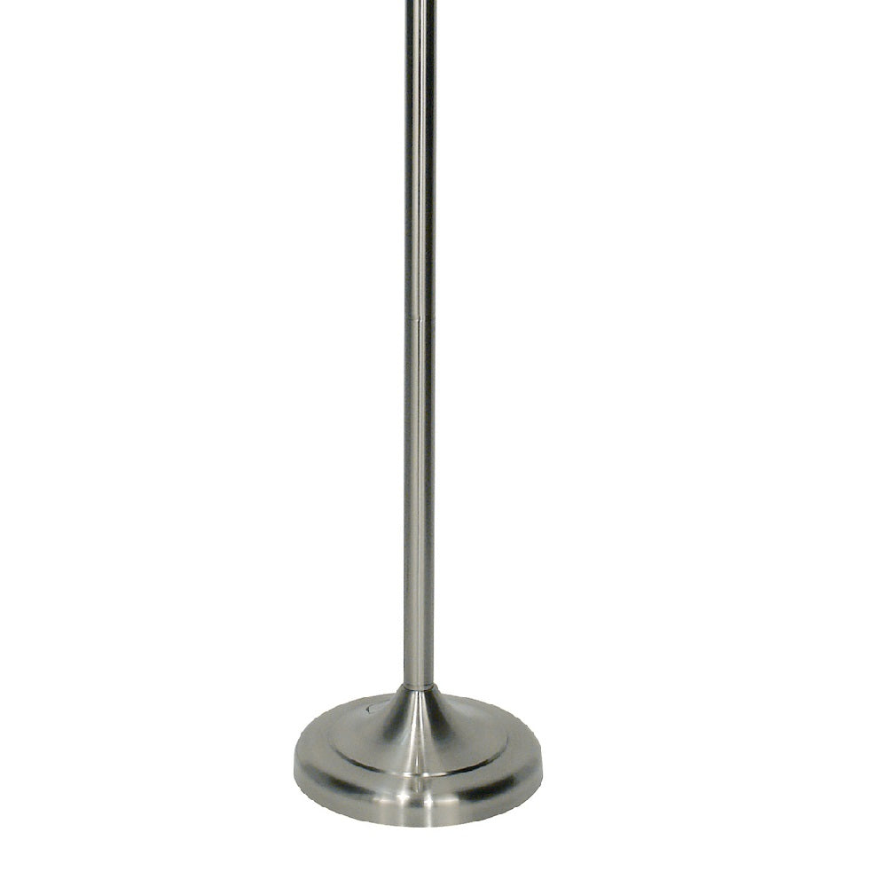 Satin Chrome Vintage Open Metalwork Floor Lamp with Cream Faux Silk Tapered Drum Shade 160cm - Image 4