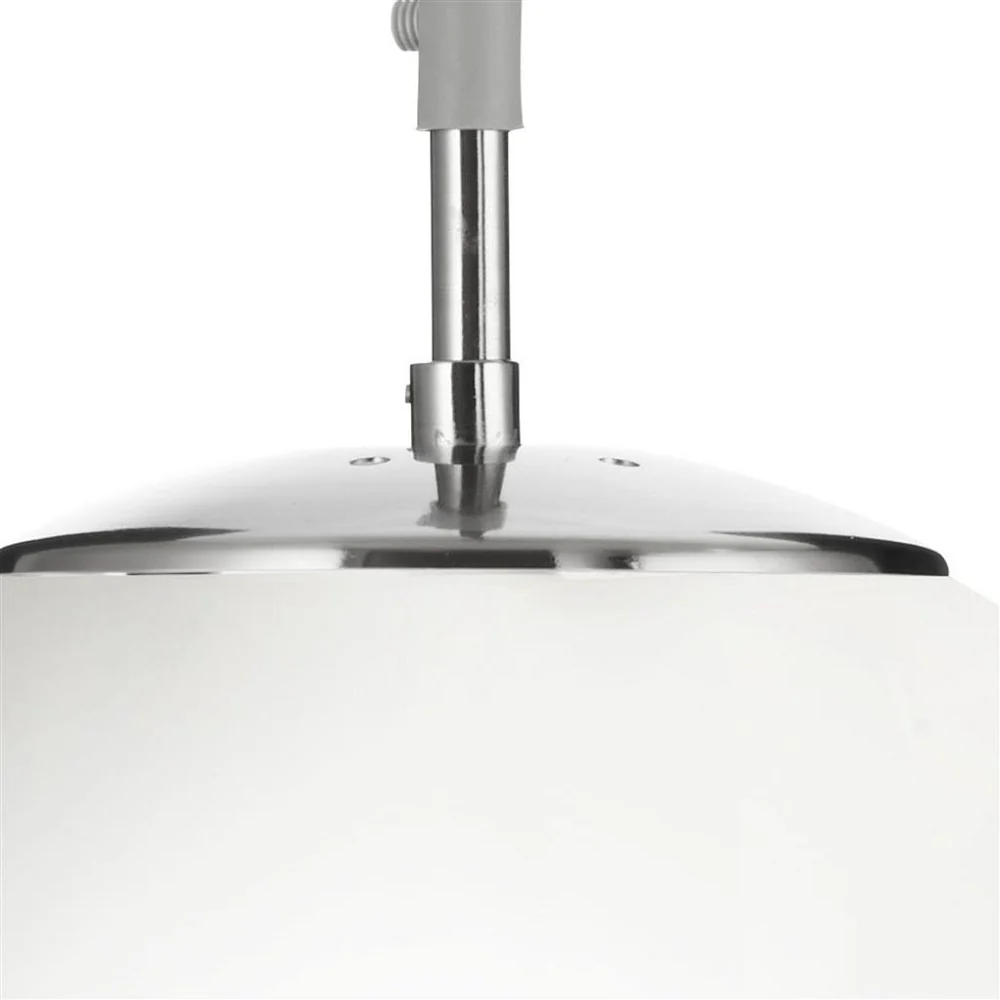 Satin Chrome & White Opal Globe Glass Vintage Pendant Light 26cm - Image 2