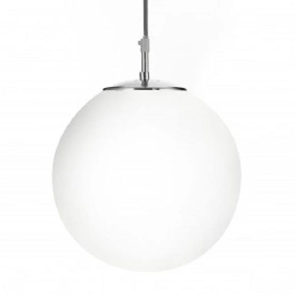 Satin Chrome & White Opal Globe Glass Vintage Pendant Light 30cm - Image 3