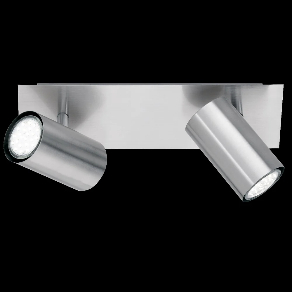 Satin Nickel Modern 2 Lamp Square Plate Bar Cylindrical Head Spot Light - Image 2