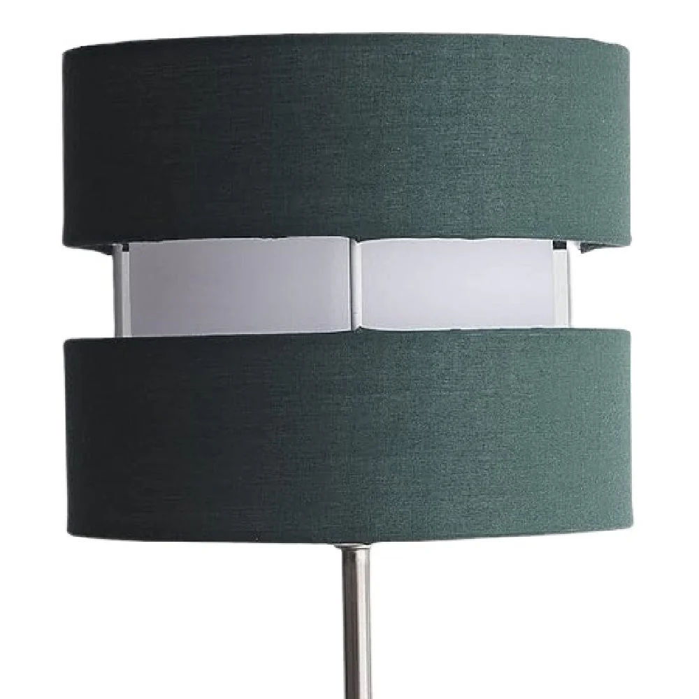 Satin Nickel Table Desk Lamp with Forest Green Layered Fabric Shade 38cm - Image 2
