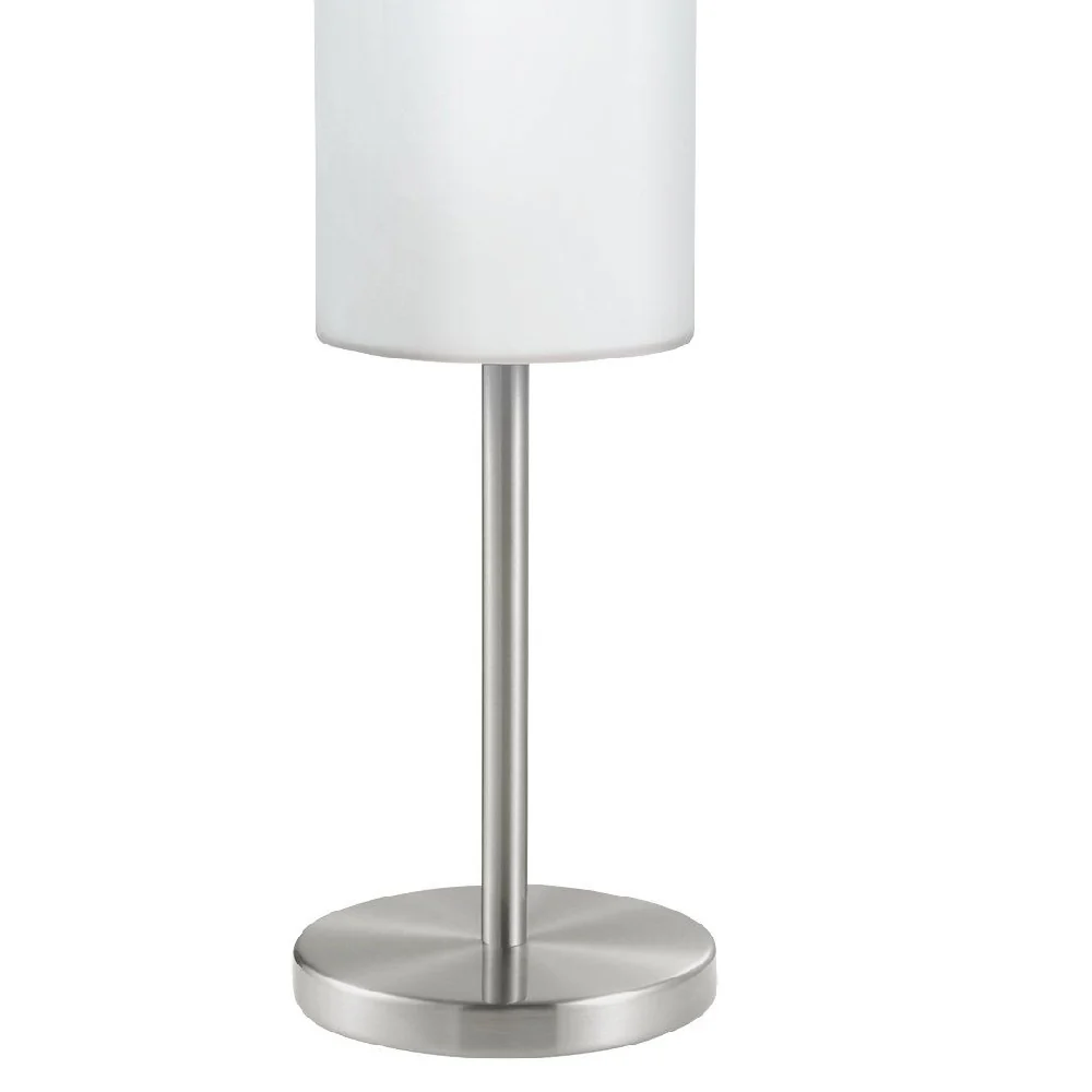 Satin Nickel & White Opal Frosted Glass Vintage Cylinder Table Lamp 46cm - Image 3