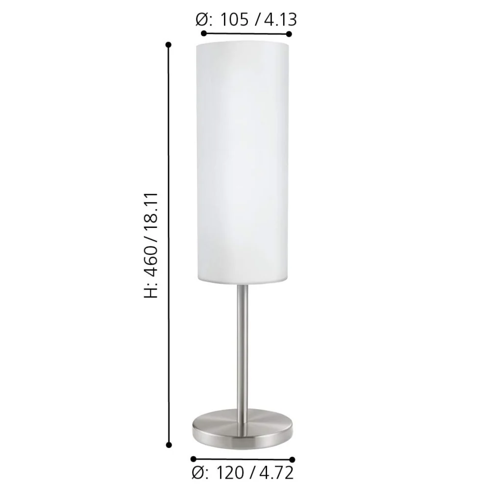 Satin Nickel & White Opal Frosted Glass Vintage Cylinder Table Lamp 46cm - Image 5