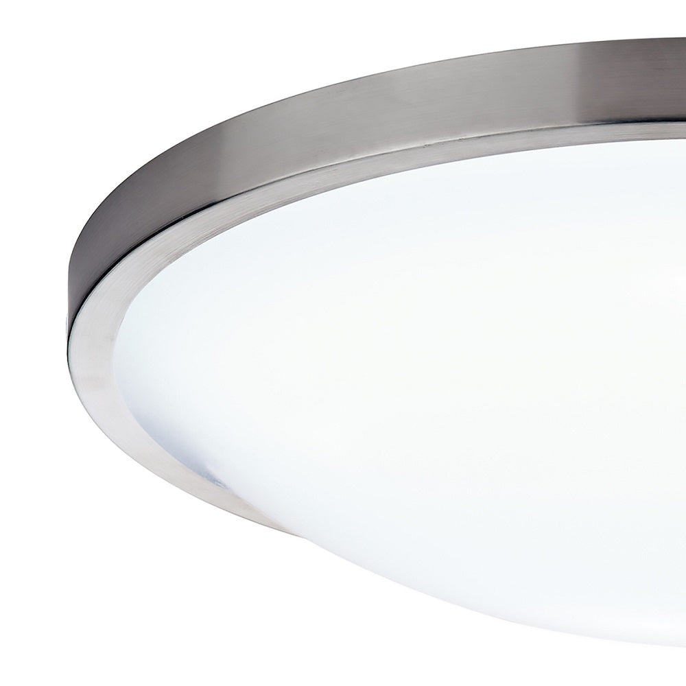 Satin Silver Chrome Bathroom Modern Round Flush Ceiling Light 26cm - Image 2