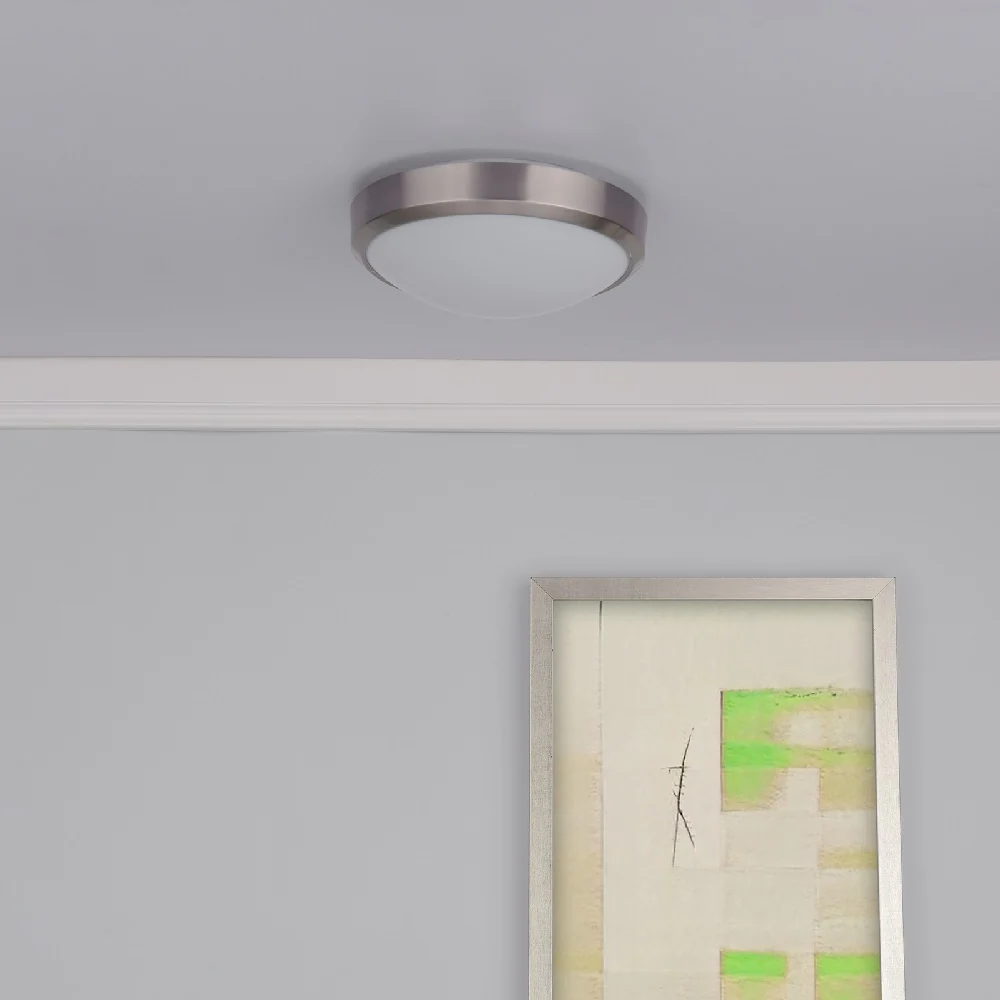 Satin Silver Chrome Bathroom Modern Round Flush Ceiling Light 26cm - Image 3