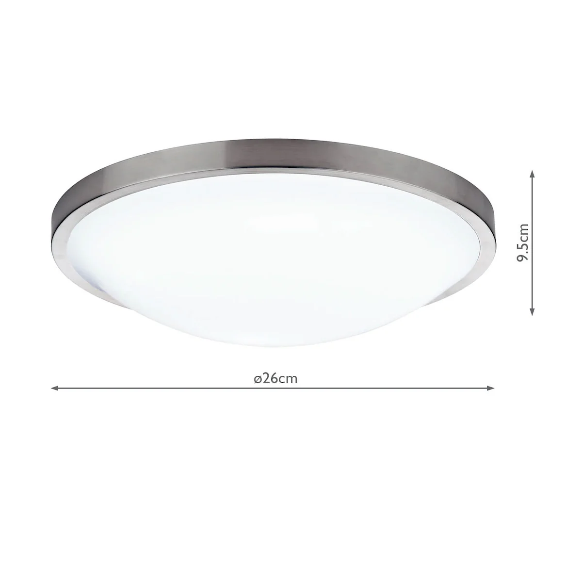 Satin Silver Chrome Bathroom Modern Round Flush Ceiling Light 26cm - Image 4