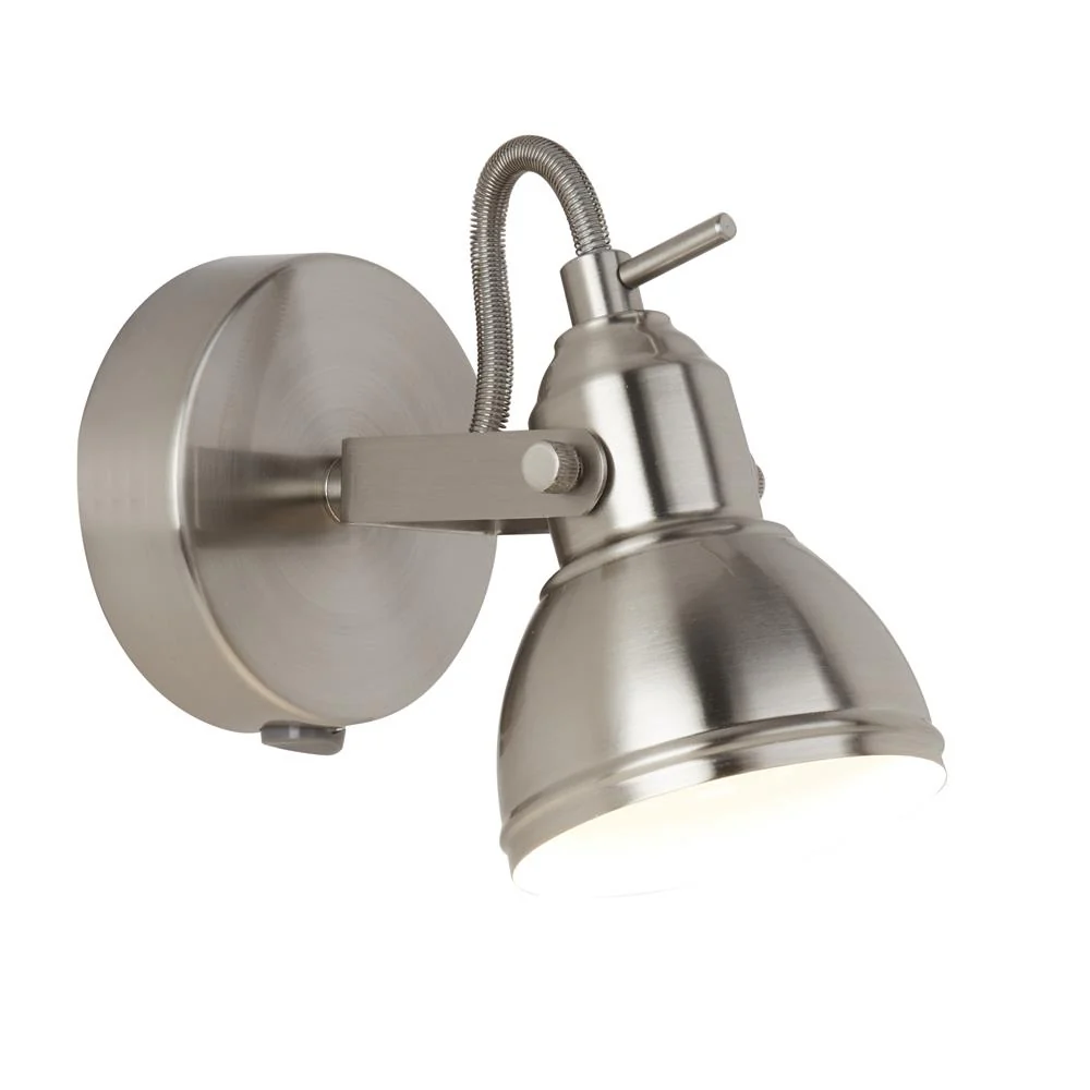 Satin Silver Single Lamp Adjustable Vintage Spot Light 130mm