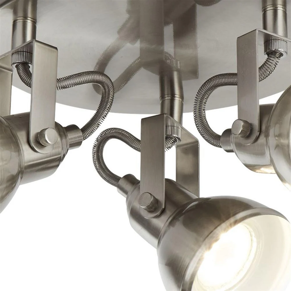 Satin Silver Vintage 3 Lamp Adjustable Head Round Plate Spot Light 300mm - Image 2