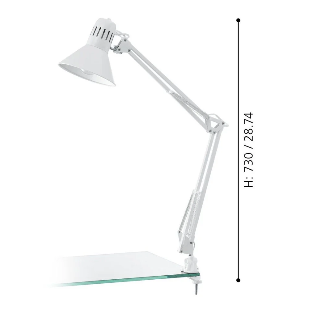 White Adjustable Clamp on Desk Table Task Lamp 73cm - Image 5