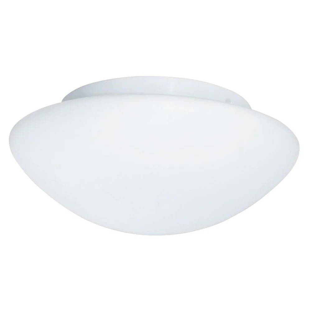 White Bathroom Modern Round Flush Light with Opal Glass Shade 280mm