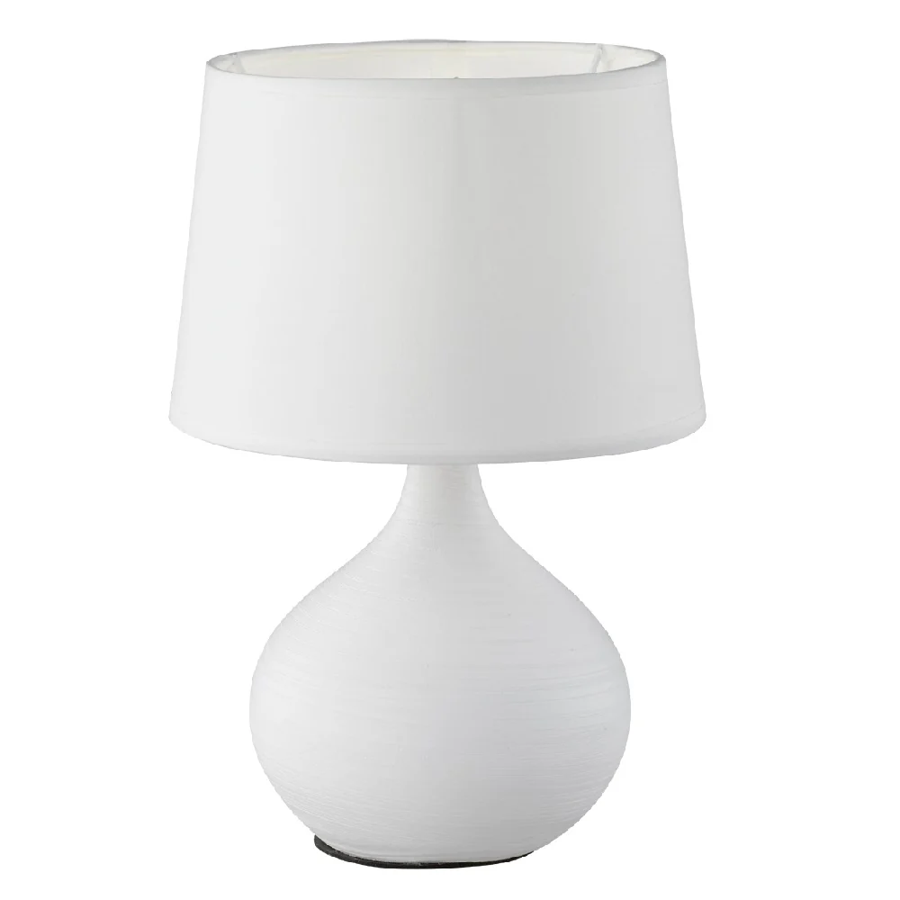White Ceramic Vintage Retro Table Lamp with White Shade 29cm