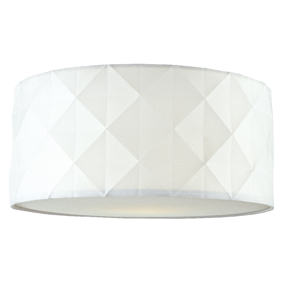 White Cotton Faceted Geometric Retro Easy Fit Drum Pendant Shade with Diffuser 40cm - Image 2